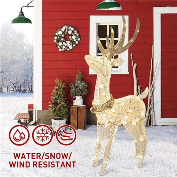 Garden Decor Lighted Reindeer with 70 Warm White Light, Patio Decor Light up - Picture 4 of 6